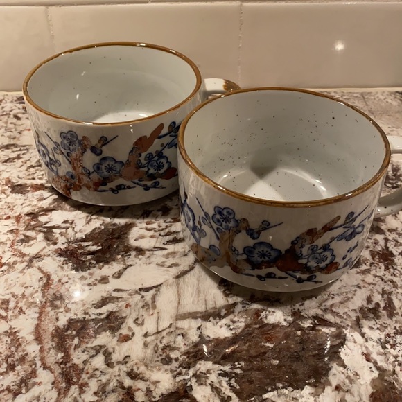 pair of vintage cherry blossom stoneware mugs - Picture 2 of 7